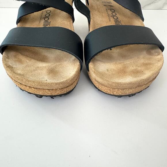 Birkenstock Papillio Womens Sibyl Strappy Sandal Size 7 Comfort Wedge Black - Picture 6 of 9